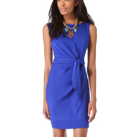 Diane Von Furstenberg Blue Twist Tie Waist Tank Dress 6 - Picture 1 of 5